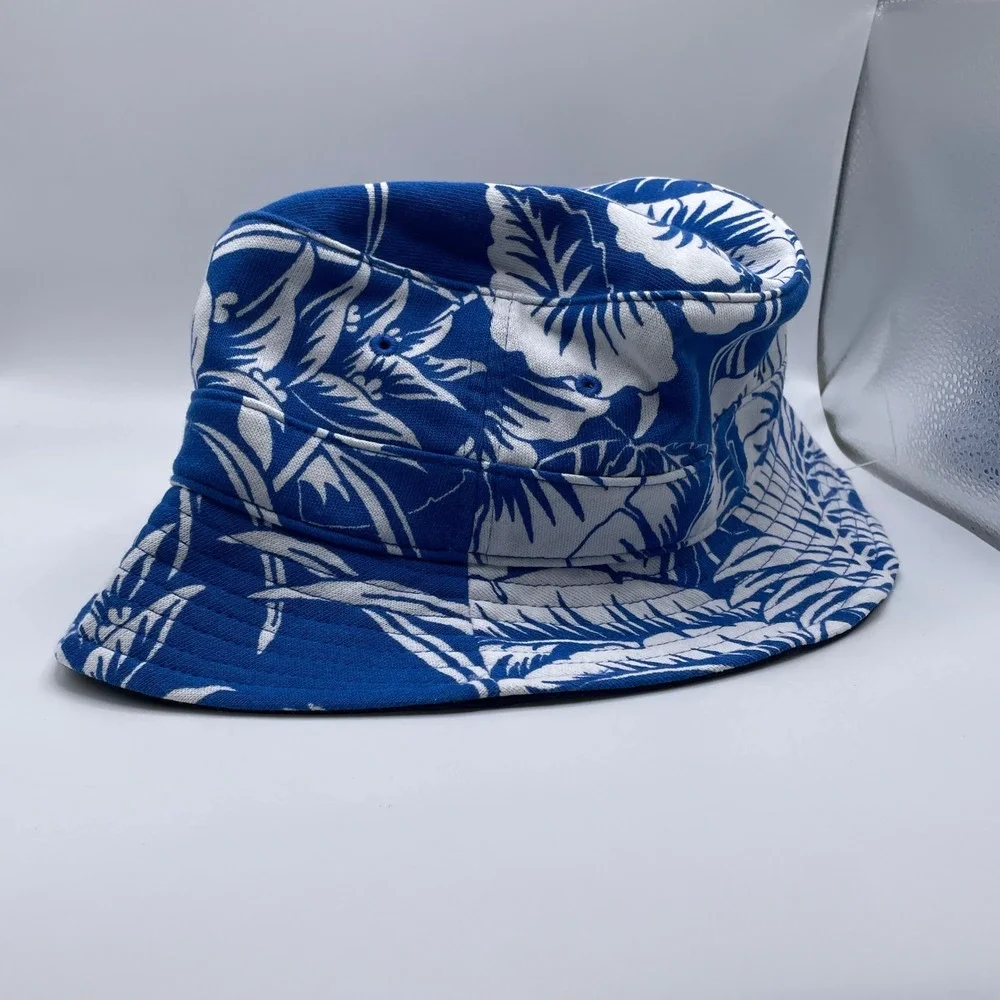 NEW Polo Ralph Lauren‎ Floral Terry Bucket Hat Size L/XL Cotton Blue White Pony